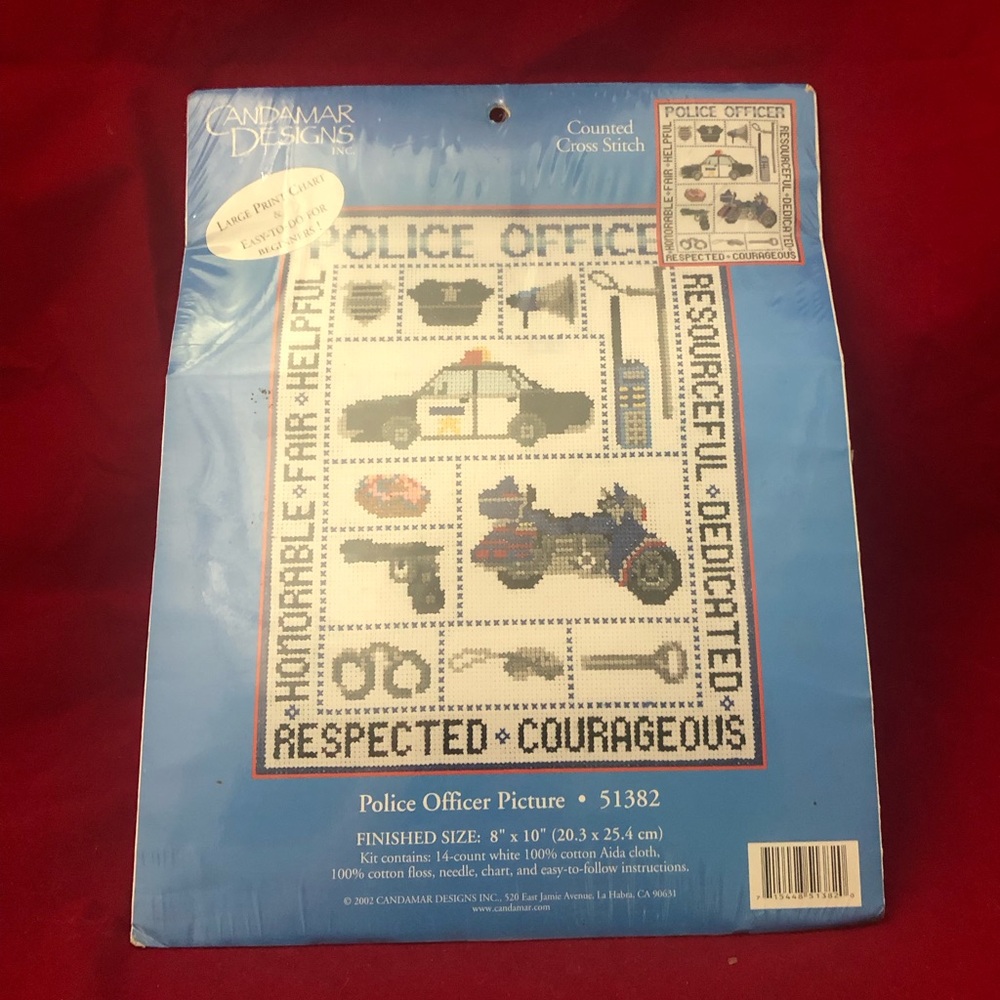 HONOR A POLICE OFFICER Counted Cross Stitch Kit Candamar Designs #51382 NEW